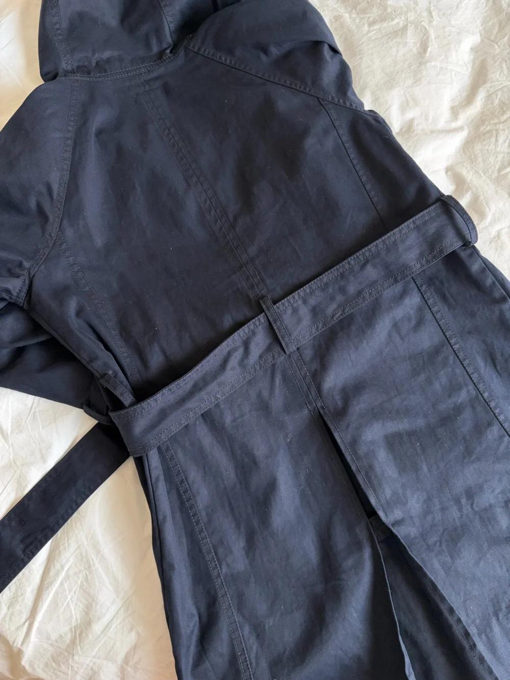 J. Crew Hooded Navy Belted Trench Coat